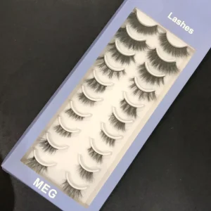 Private Label Custom 10 Pack 3D Natural Mink Short Outer Eyelash Half Lash DIY Mink Corner Lashes 10 Piece 3D Packing