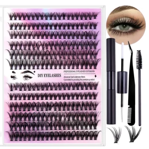 Private Label Custom Individual Eyelash Cluster Extension Kit Set Wispy C D Curl Lashes 0.07mm Thickness DIY Lash Cluster Lashes