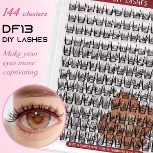 Private Label DF13 Handmade Feather Volume DIY Cluster Lashes Pre cut Individual Segment Lash Cluster