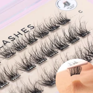 Private Label DIY Cluster Lash Kit Full-Strip Fluffy Eyelashes with Self-Adhesive Lash Clusters