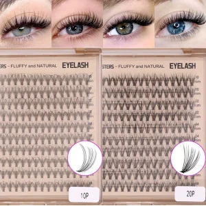 Private Label DIY Cluster Lashes 10P 20P 30P 50P 60P 80P 10 18MM Mixed Length D Curl Natural Looking Style Lash Extension Kit