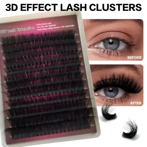 Private Label DIY Cluster Lashes 3D Fluffy Volume Style Mixed Length 14 24mm 100PCS Large Capacity Individual Cluster Eyelashes