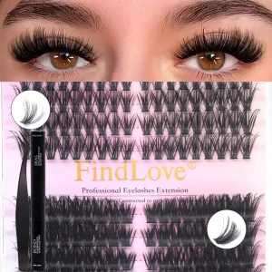 Private Label DIY Cluster Lashes Kit 50P+80P Fluffy Individual Eyelash Extensions Full Strip 8-16mm Mixed Length Kit