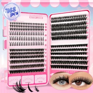 Private Label DIY Lash Cluster Book Kit 468 Pieces Mixed Length Cluster Eyelashes Custom Packaging DIY Lash Extensions