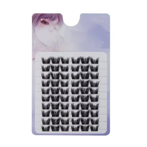 Private Label DIY Segmented Butterfly Style Spiky Wispy Winged Fox Eye Cat Eye Natural Black Strip Synthetic Eyelashes