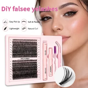 Private Label False Eyelash Extension Kit in DIY Custom Manga Cluster Lashes Set Packaging