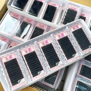 Private Label Fluffy Cashmere Eyelash 03 Matte Dark Russia Volume Lash Extension Faux Mink Silk Lash Mix Tray Supplier