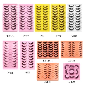 Private Label Fluffy Russian Full Strip Eyelashes Vendors Faux Natural 3D Mink Lashes 15-25mm Eyelashes