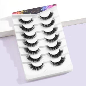 Private Label Full Strip Lashes Naturally Slender Densely Curled 7 Pairs Pack Wispy Lashes False Eyelash Sets