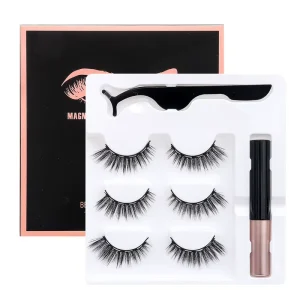 Private Label Full Strip Silk Magnetic Lashes Extension Eyelashes Set with Eyeliner Faux Cils OEM Price