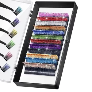 Private Label Glitter Lash Extensions Colored Single Lash Spike Eyelash Glitter Lash Extensions