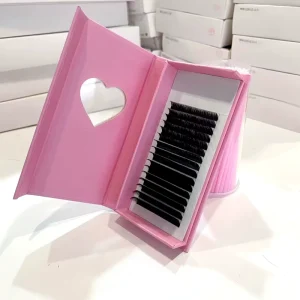 Private Label Grafted CC Lash Tray Supplies Volume Silk Matte Dark Black Individual Eyelash Extension Mix Natural Long