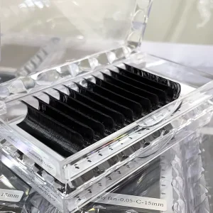 Private Label Hand Made C CC D U Curl Matte Black Classic Soft Silk Eyelashes Individual Volume Lash Extension Trays
