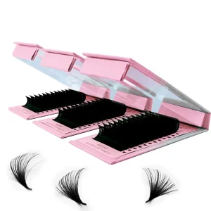 Private Label Hand Made Super Black Lashes Individual Eyelash Extension Vendor Mink Matte Black Volume Lash Trays