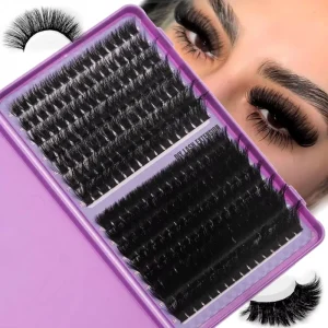 Private Label Handmade DIY Individual Eyelashes Clusters 100D 200D Thick Volume 5d Fluffy Segment Lash Clusters Kit Custom Logo