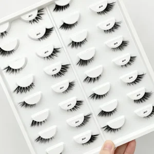 Private Label Handmade Faux Mink Eyelashes Hot Wispy False Half Lashes Clear Band Reusable Corner Lashes
