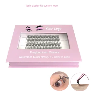 Private Label Handmade Luxury PBT Lash Clusters Kit Bulk Invisible Band Press On Lashes Extensions