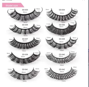 Private Label Handmade Russian Full Strip Eyelashes 10 Pairs D Curl Thick Classic Mixed Length Natural Strip Lashes