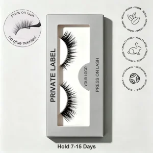 Private Label Handmade Soft Thin Clear Band Pre Glued Strip Lashes Handmade Press on Nature Half Lash
