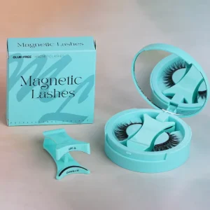 Private Label Handmade Travel Reusable Synthetic Hair 3 Magnets Magnetic Clip Natural Black Eye Lashes Kit Glue