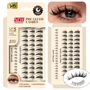 Private Label Handmade Waterproof Self Adhesive 12 Rows Volume 6D 8D Mega Volume Sharp Base Press False Eyelash Clusters