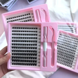 Private Label High Quality Eyelash Cluster Kit Natural Thin Band Custom Diy Fluffy Lash Clusters Kit