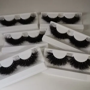 Private Label Human Hair Lashes Bulk Volume Lashes Strip 25mm Natural Fluffy Mink Eyelash