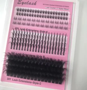 Private Label Individual Fluffy Cluster Lashes DIY Lash Extensions With Bottoms and Spikes Natural Eyelashes