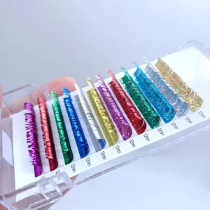 Private Label Individual Holographic Tinsel Fairy Lashes Shiny Colorful Lashes Extension