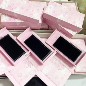 Private Label J B C CC D Volume Dark Silk Shiny Eyelash Extensions Cashmere Lash Tray 0.03 0.05 Volume Lashes Extensions