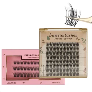 Private Label Korean PBT Silk Wipsy Self Adhesive Cluster Lashes Tray 8-16mm Natural Invisible Band Cluster Eyelash Extension