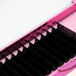 Private Label Korean Silk Individual Lashes Extension Loose Bottom Synthetic Eyelashes Long Length 15mm Manufacture’s Light