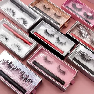 Private Label Magnetic Natural Fake Lashes Case Book Luxury Box Packaging 20Mm 30Mm Real Mink Wispy 3D Faux Eyelashes Vendor