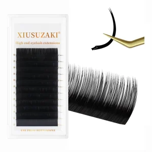 Private Label Matte Black Flat Eyelashes Luxury Faux Mink Ellipse Flat Eyelash Extension
