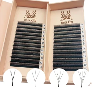 Private Label Narrow 3D 4D 5D W-Shaped Eyelashes Slim Fluffy Cross W Eyelash Extensions Premade Fan Matte Dense W Cilios YY Lash