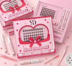 Private Label Natural DIY Handmade Cluster Eyelashes d for Pre Cut Lashes Vendor Kit Custom Logo Box