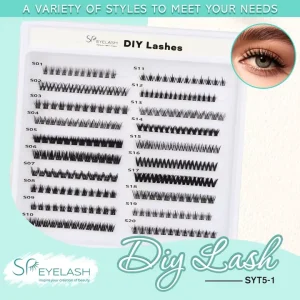 SP EYELSAH C D Curl Wispy Cluster Lashes Private Label Faux Mink Mix 3D Effect Fluffy Single DIY Lash Cluster