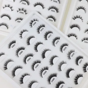 Private Label Natural Real Mink Eyelashes Hand Made Real Fur Custom Full Strip Eyelashes with Packaging