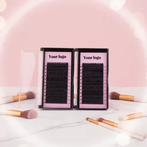 Private Label Natural Volume Extension Individual Lashes Korean PBT Fiber CC LC Dark Matte Cashmere Vegan Cruelty Free Synthetic