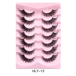 Private Label New 3D Curl Winged Natural Realistic Messy End Eye Elongated Thick False Eyelashes Cat Eye Full Strip Eyelashes