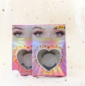 Private Label New Design 6D Volume for Full Strip Synthetic Hair Handmade Black Cotton Band False Eyelashes