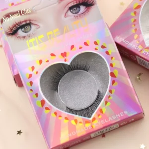 Private Label New Design 6D Volume for Full Strip Synthetic Hair Handmade Black Cotton Band False Eyelashes