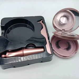 Private Label No Glue Natural Full Strip Magnetic Lashes 3D Magnetic Eyelashes Set with Eyeliner
