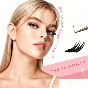 Private Label OEM ODM 0.15 Split Tip Flat Black Matte Ellipse flat Lashes Double Tip Cashmere Lashes