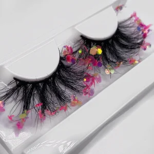 Private Label Party Glitter Sequin Faux Mink Butterfly Eye Lash DIY Full Strip Real Mink Lashes