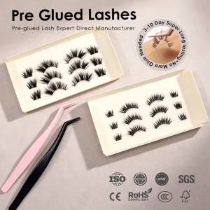 Private Label Pre Glued Strip Lash Waterproof 3 10 Days Lasting 100% Handmade Manga Style Custom Size Curl Magnetic Box UK EU