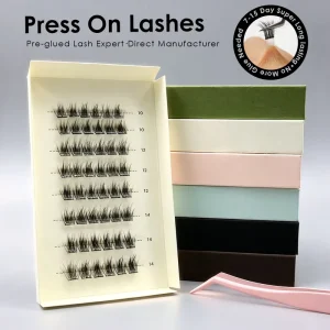 Private Label Press Lash UK Market 10-16mm Glue Free Self Adhesive Handmade Cruelty-Free Synthetic Hair Eyelashes Eyelash
