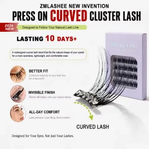 Private Label Press on Lashes 7-15 Day Waterproof Long-lasting 3D for Cruelty-Free Brown Curve Band Lash Clusters