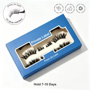 Private Label Press on Strip Lashes False Eyelash Self Adhesive Handmade Pre glued Half Lashes