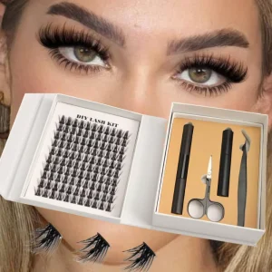 Private Label Reusable Waterproof Pre-Cut Segment Lash Kit Fan Eyelashes with Synthetic Hair